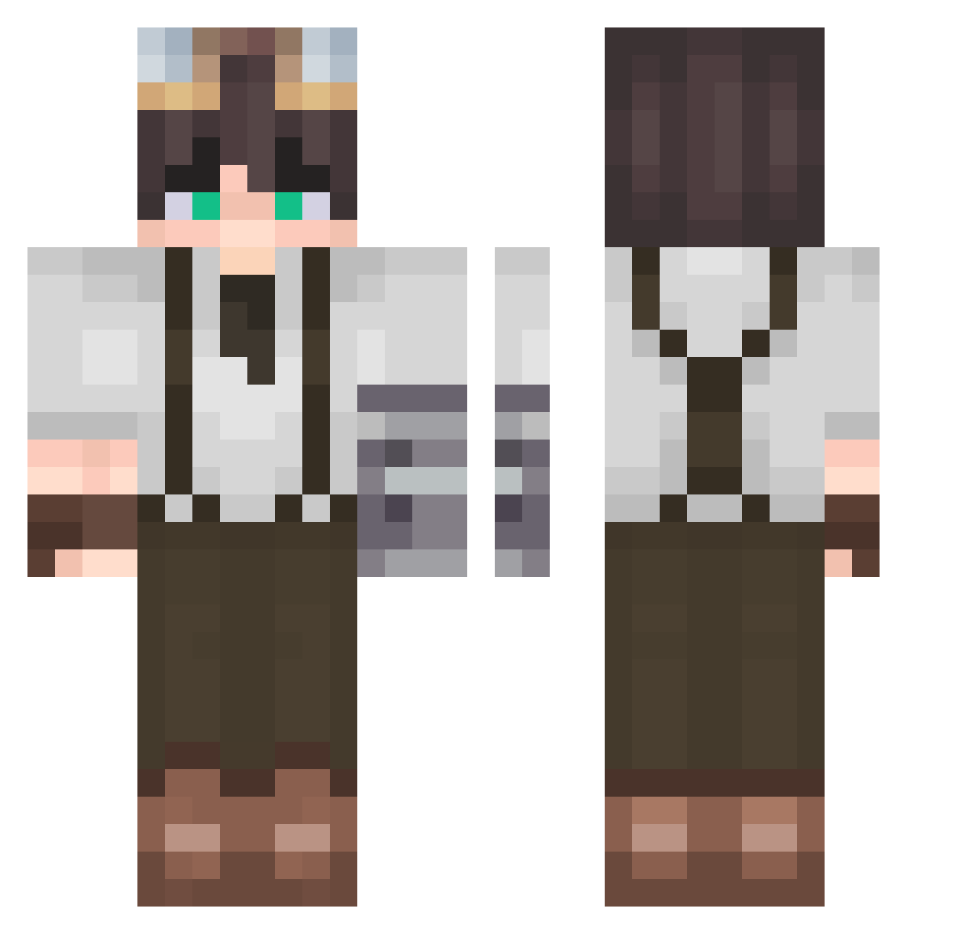 Doypose Minecraft skin, front and back view