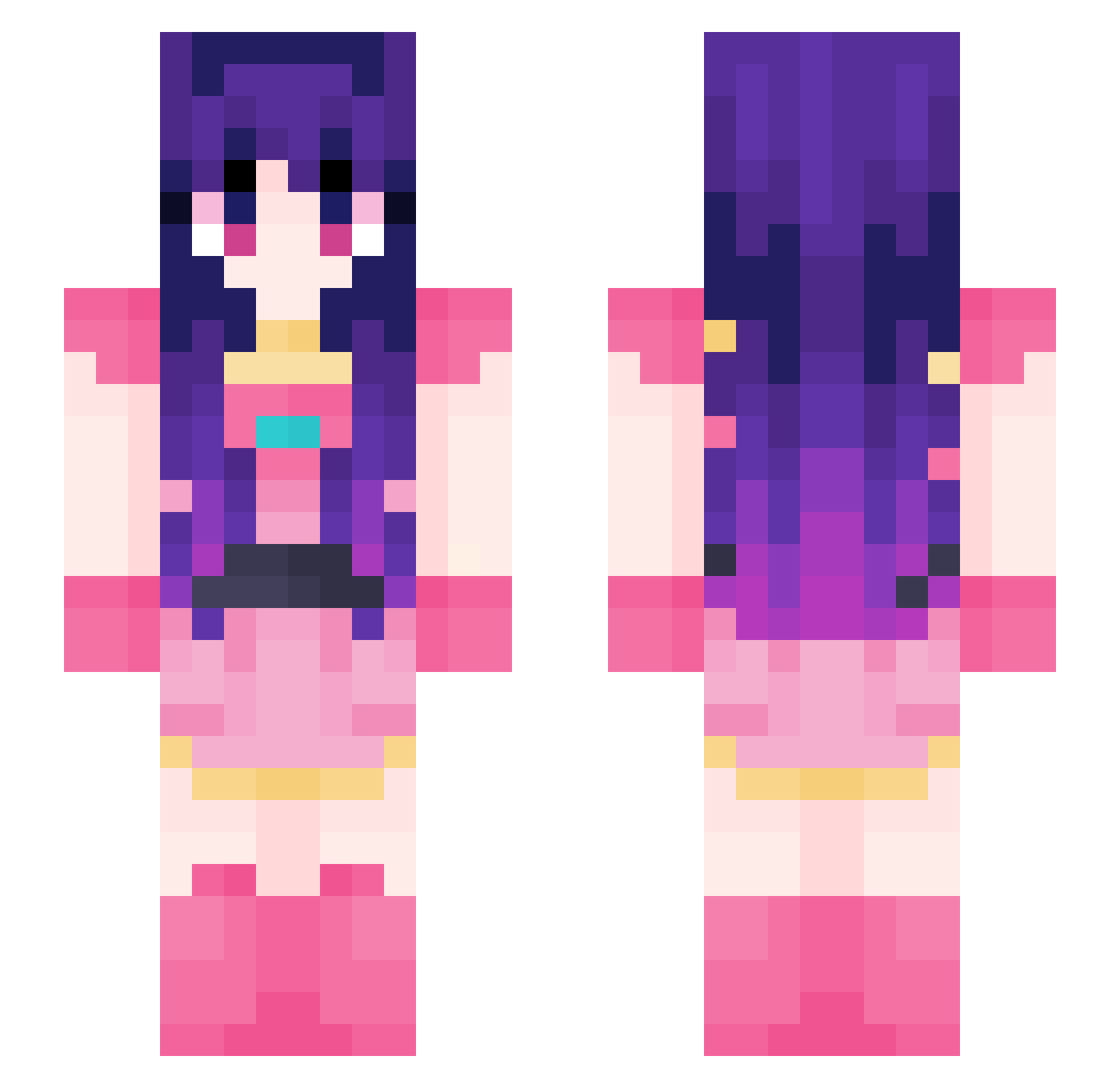 Gitxsy Minecraft skin, front and back view