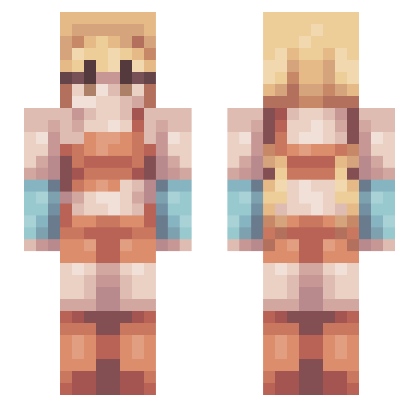 pyrocinica Minecraft skin, front and back view