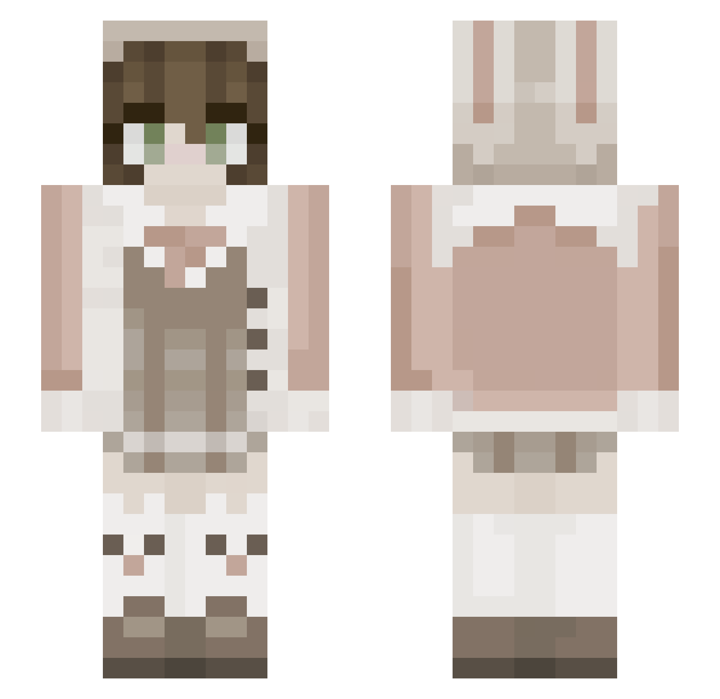 melloflowers Minecraft skin, front and back view