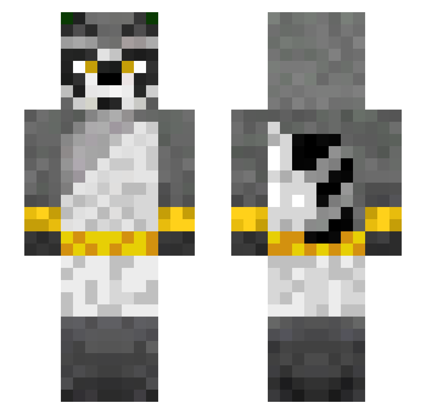 RACC000N Minecraft skin, front and back view