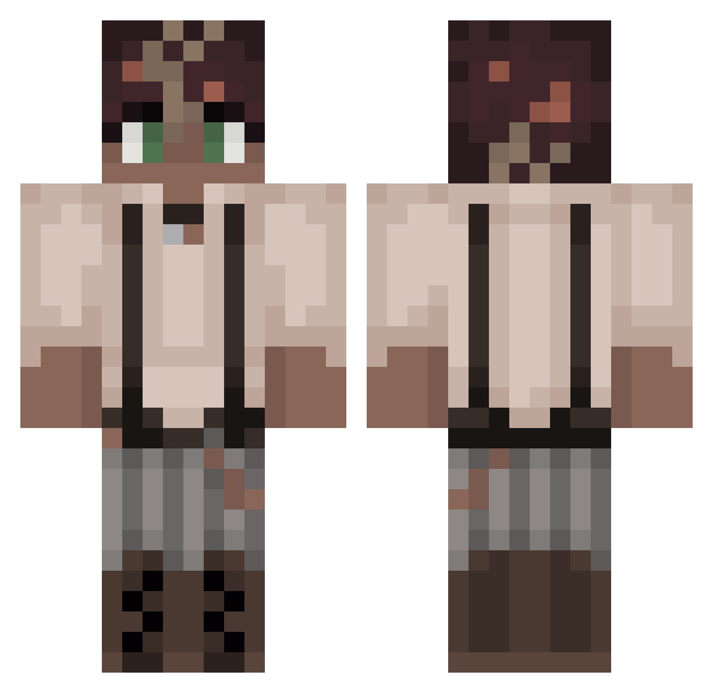 wiki_exe Minecraft skin, front and back view