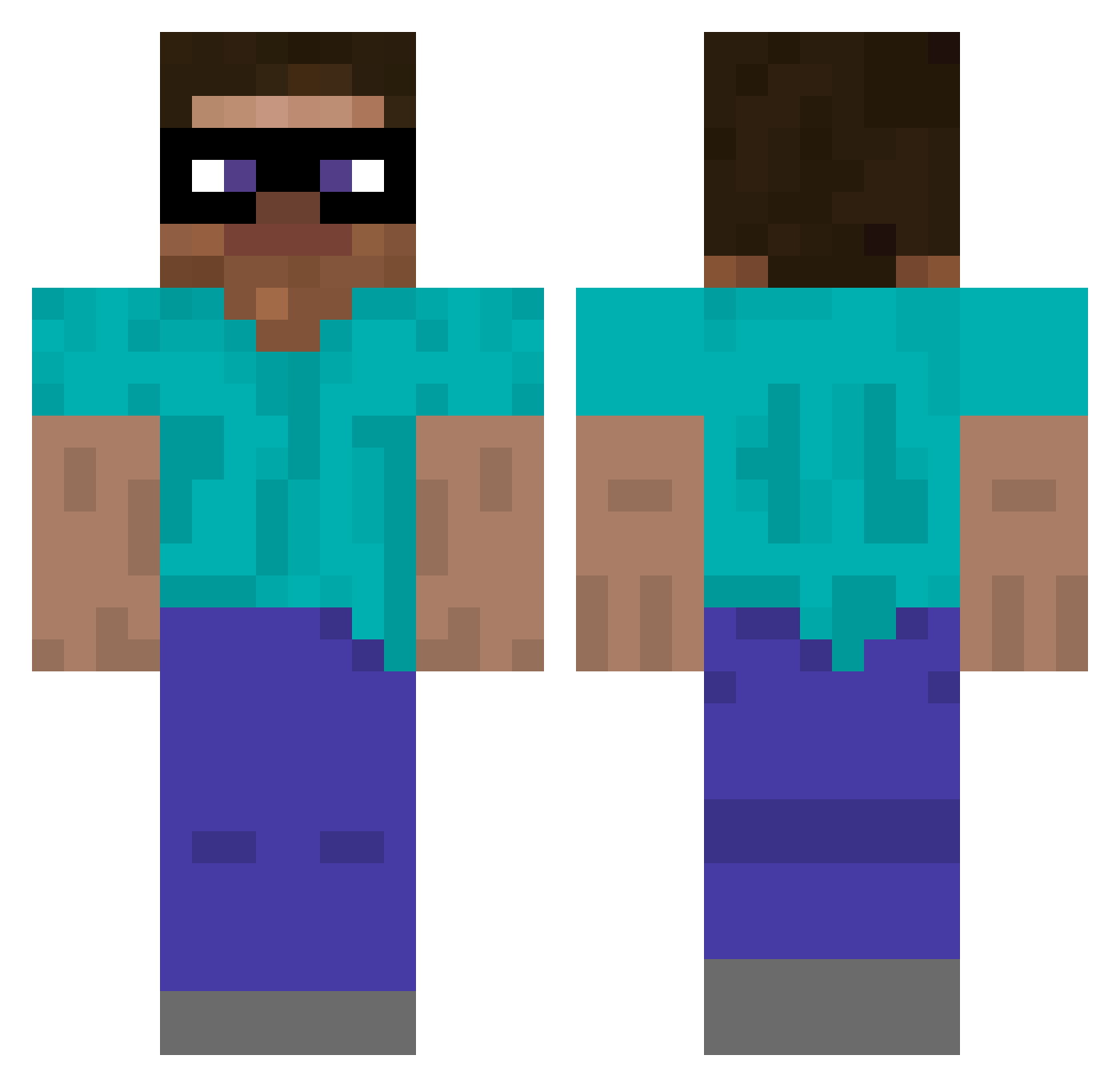 Nqcha Minecraft skin, front and back view