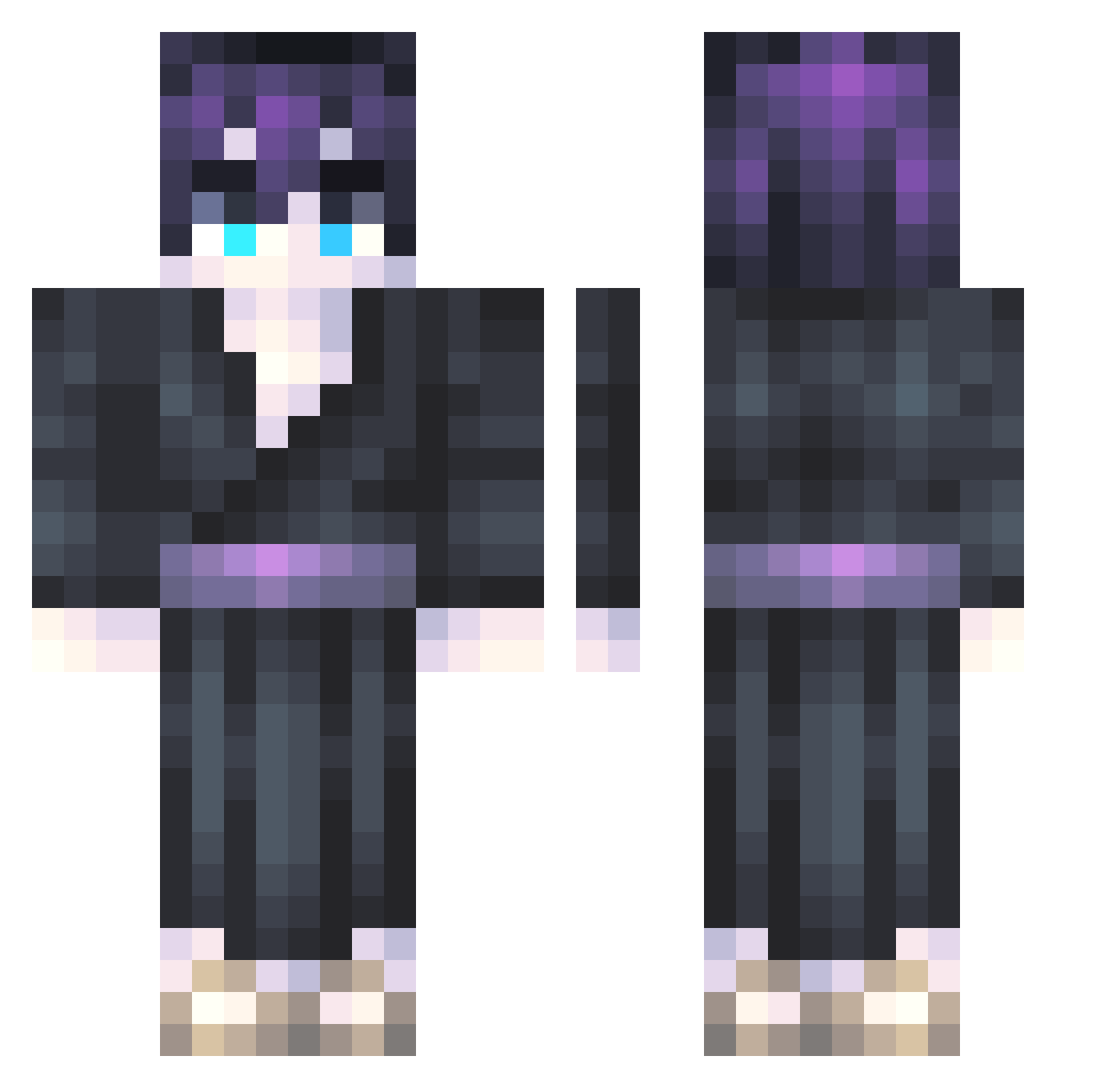Maxomatos Minecraft skin, front and back view
