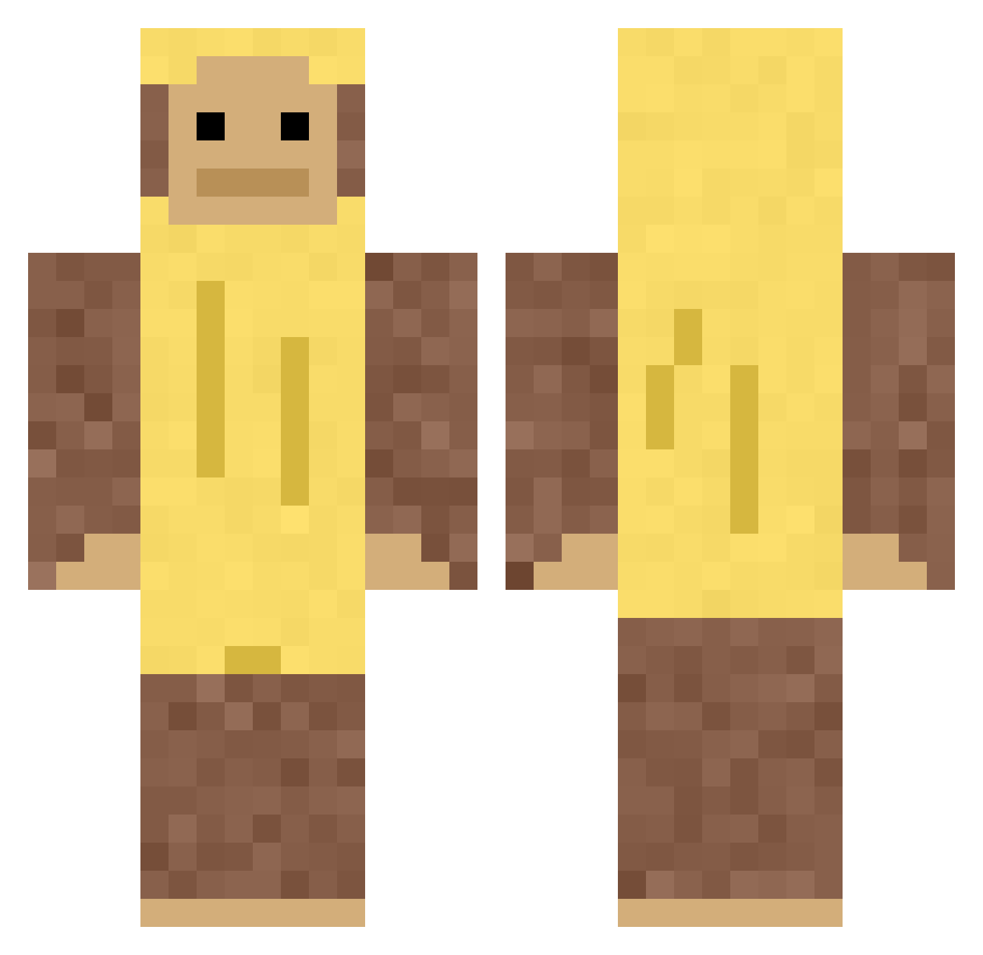 Wozzitt Minecraft skin, front and back view