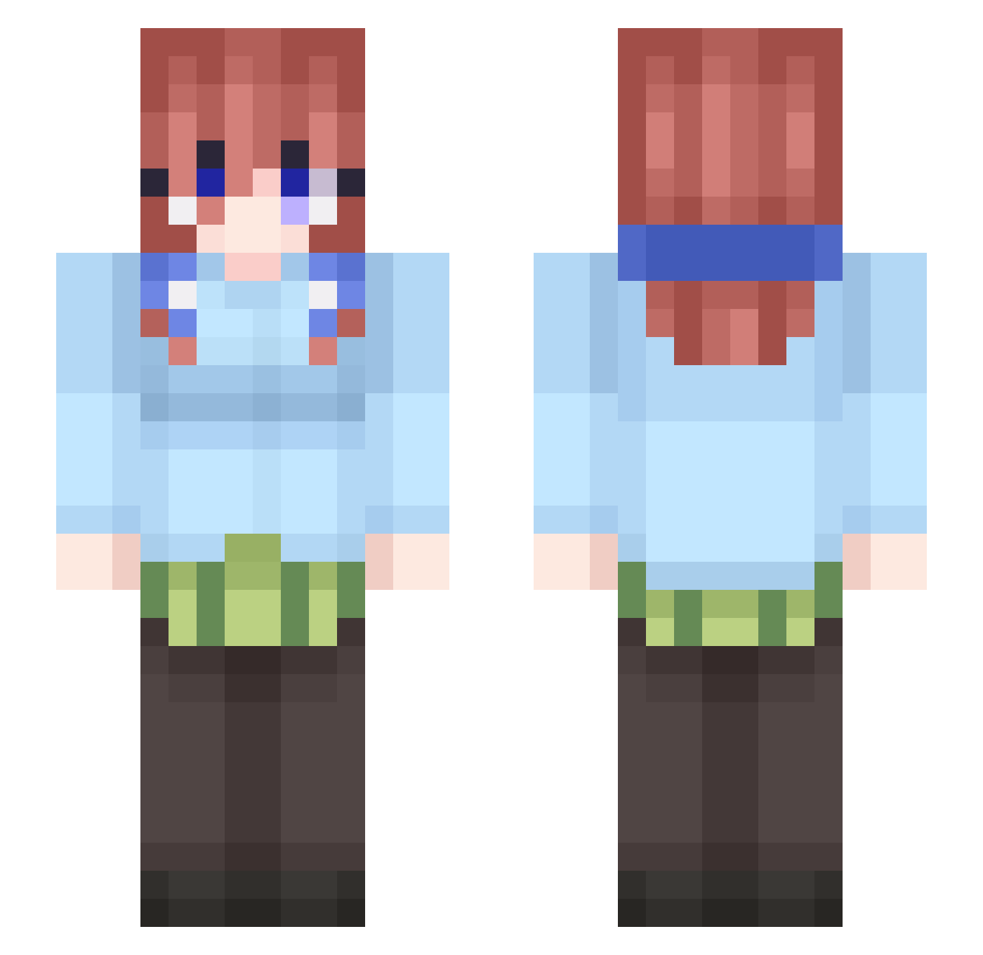 Normal206 Minecraft skin, front and back view