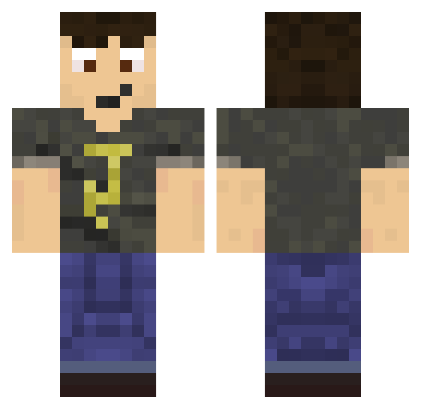 ThundrrVolt Minecraft skin, front and back view