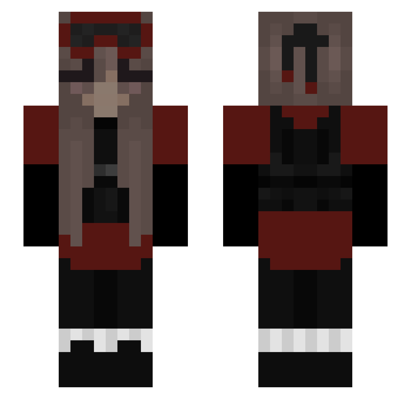 TerminalV Minecraft skin, front and back view