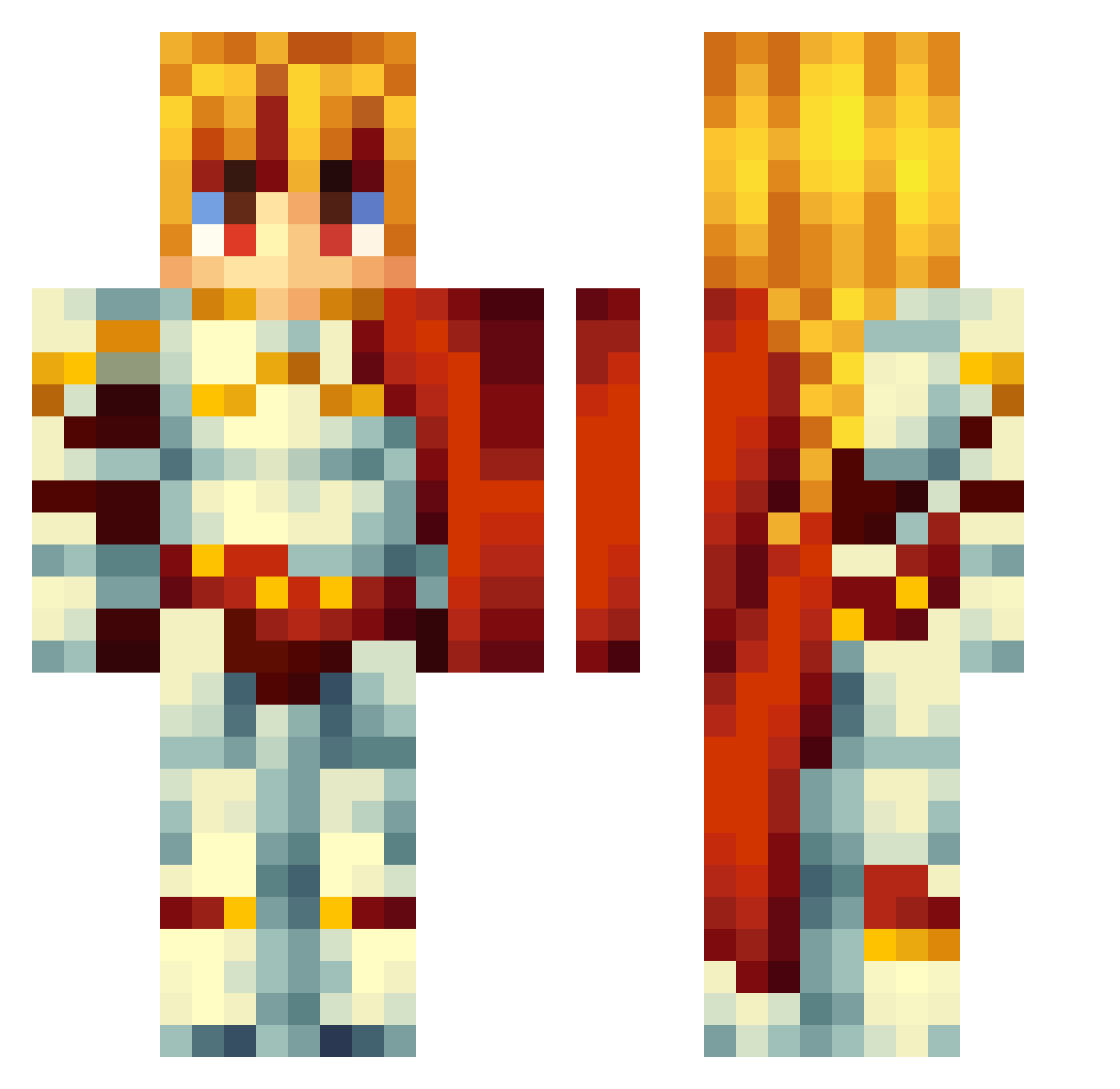 Anomalyte Minecraft skin, front and back view