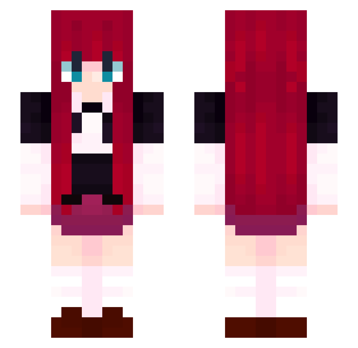 zTohka Minecraft skin, front and back view