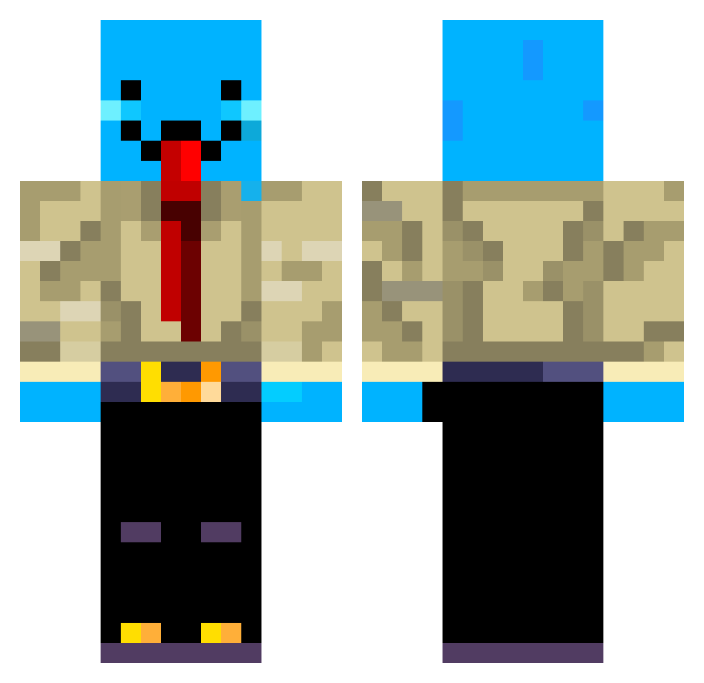Hydrosire Minecraft skin, front and back view