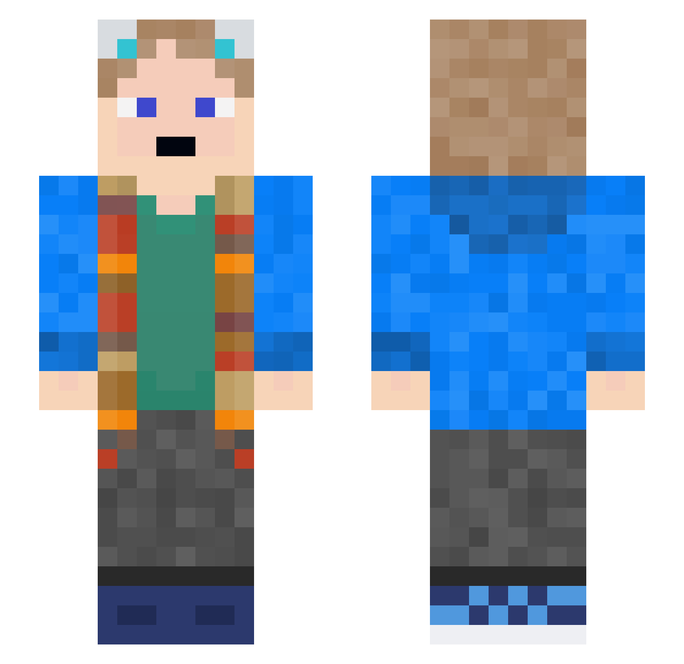 Z4iscool Minecraft skin, front and back view