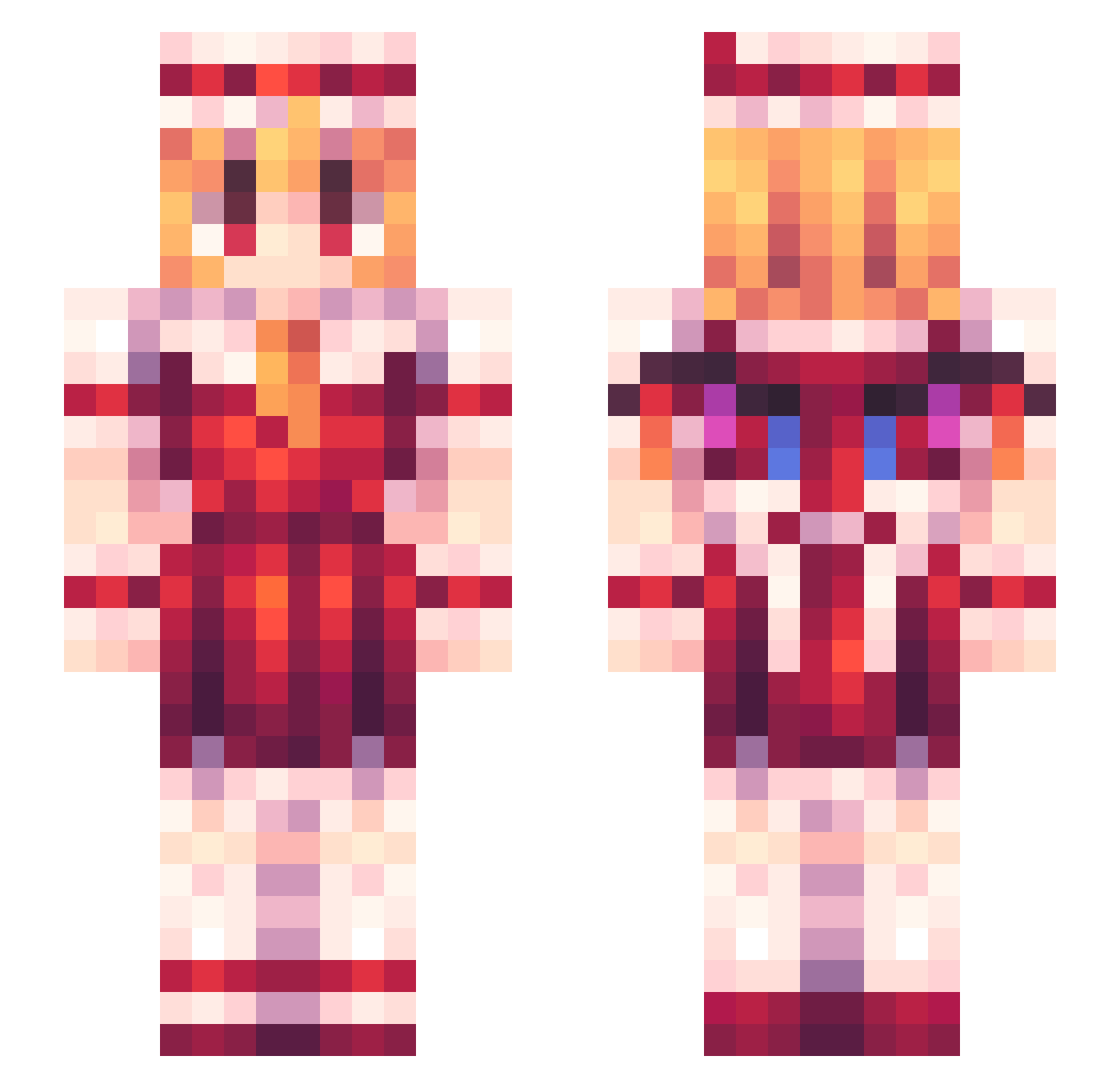 qRBW Minecraft skin, front and back view