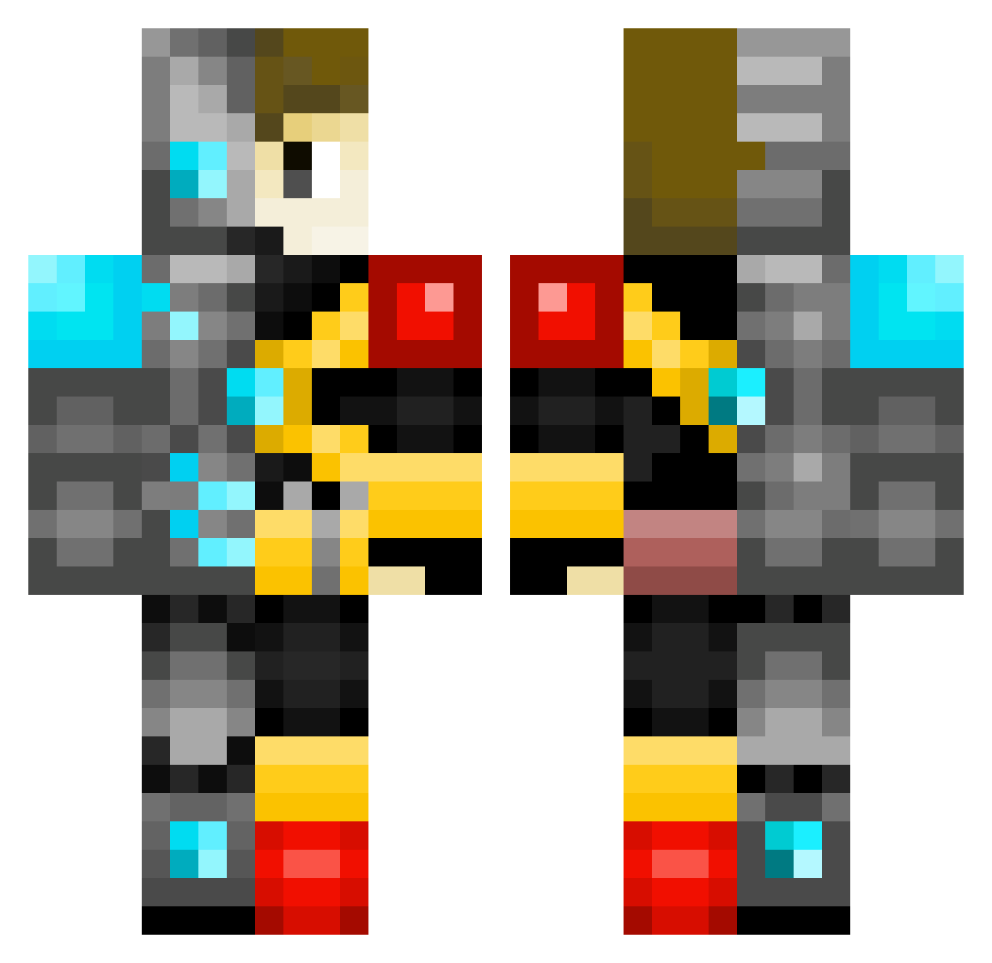 Robothunter Minecraft skin, front and back view