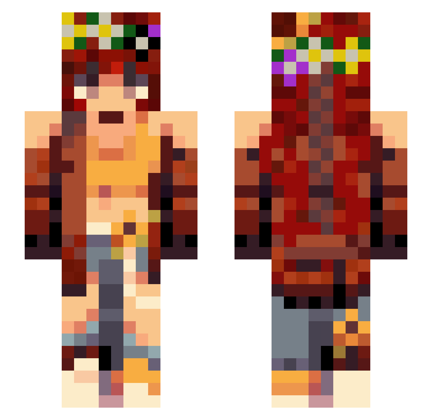 SentientChair66 Minecraft skin, front and back view