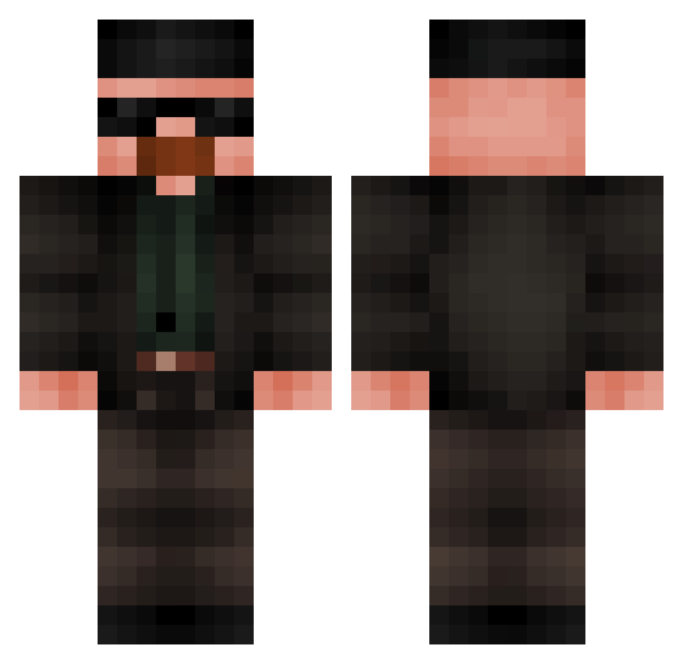 Rdriigo Minecraft skin, front and back view