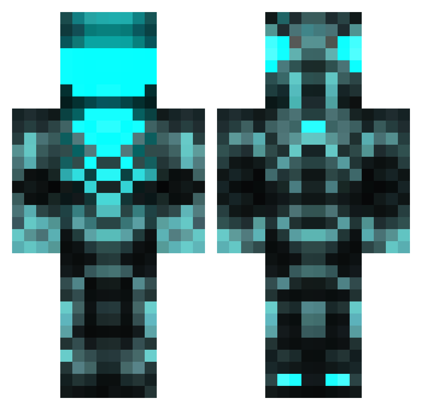TeslaBAN Minecraft skin, front and back view