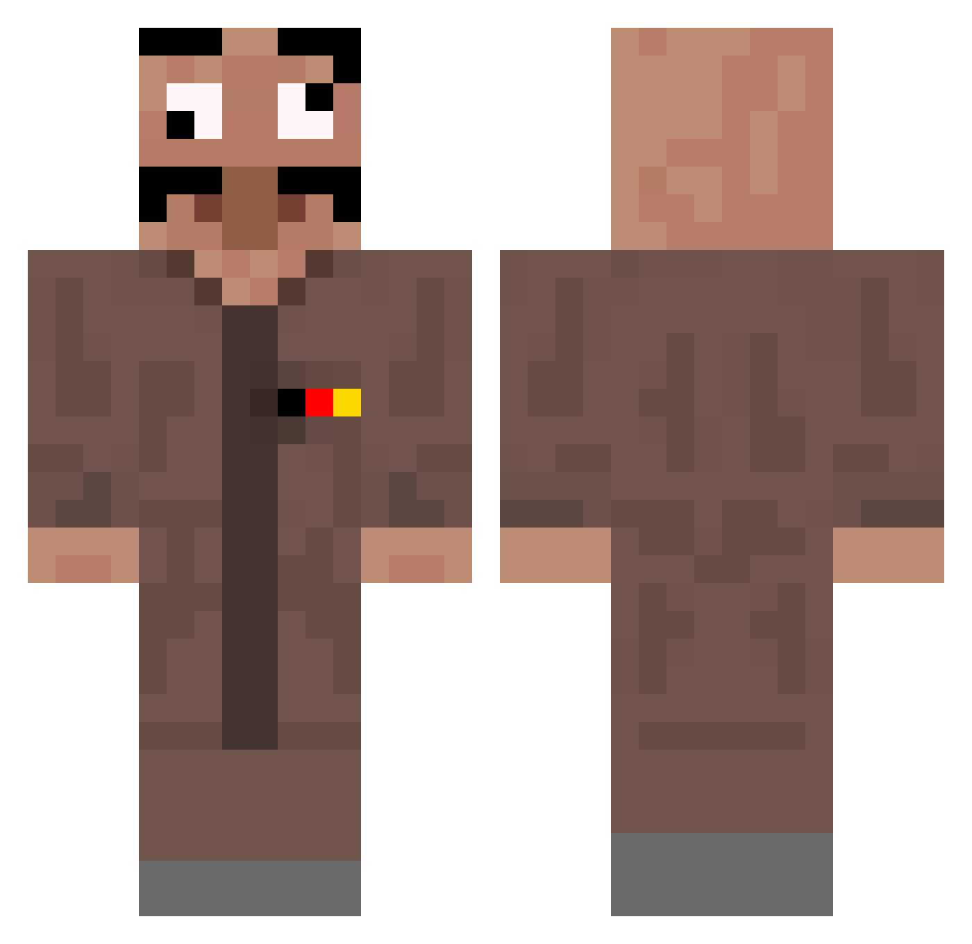 BordsteinPilot Minecraft skin, front and back view