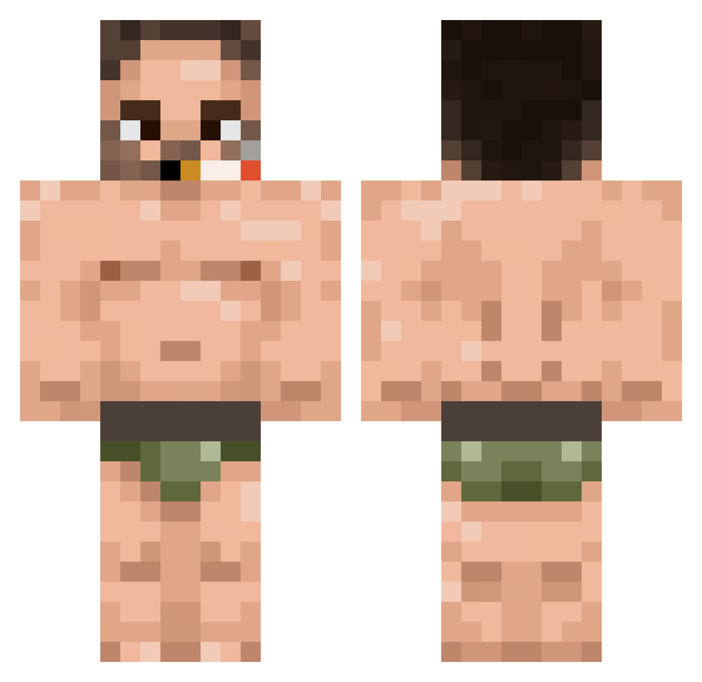 FalconPunchs Minecraft skin, front and back view