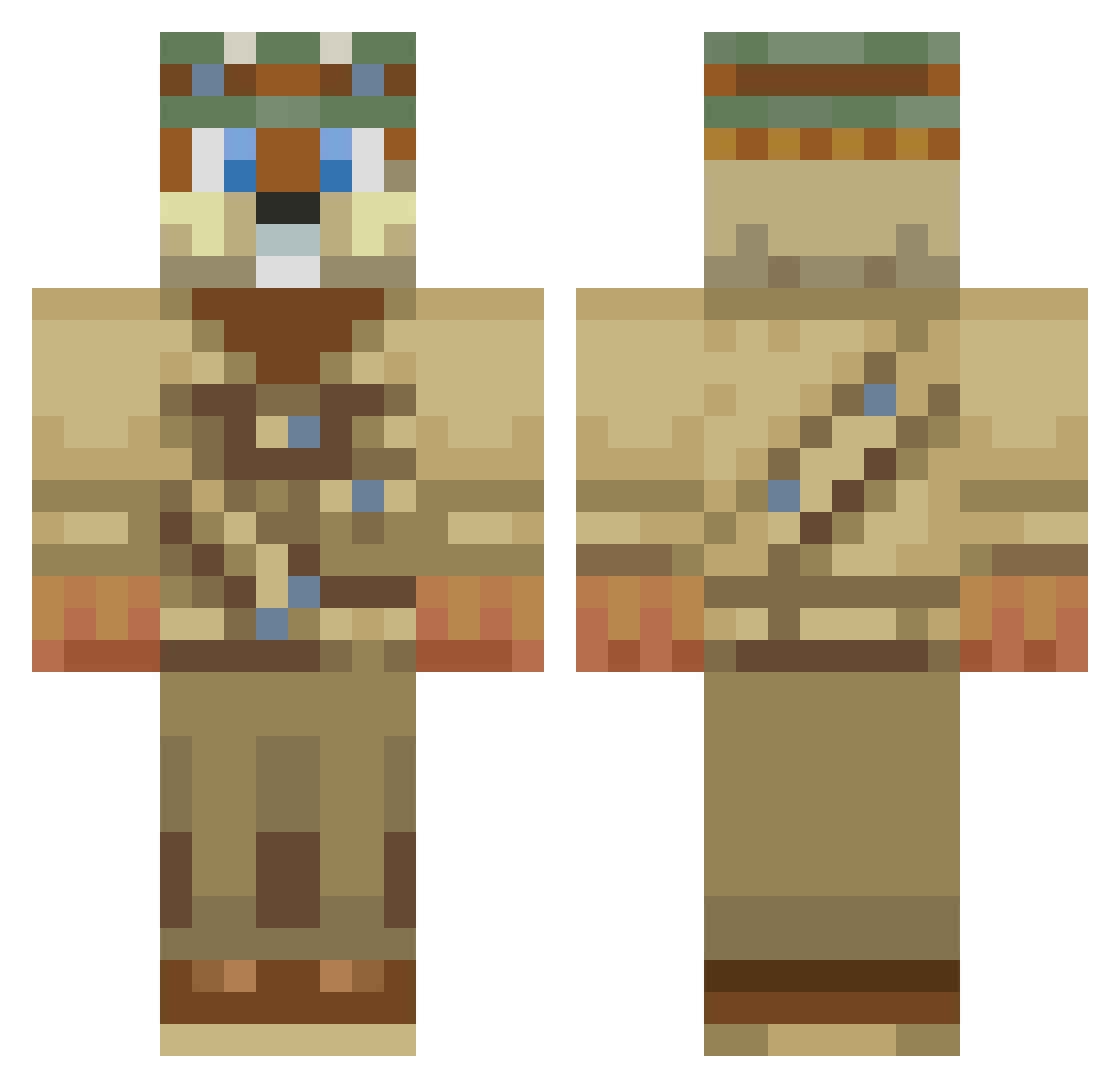 Voakies Minecraft skin, front and back view