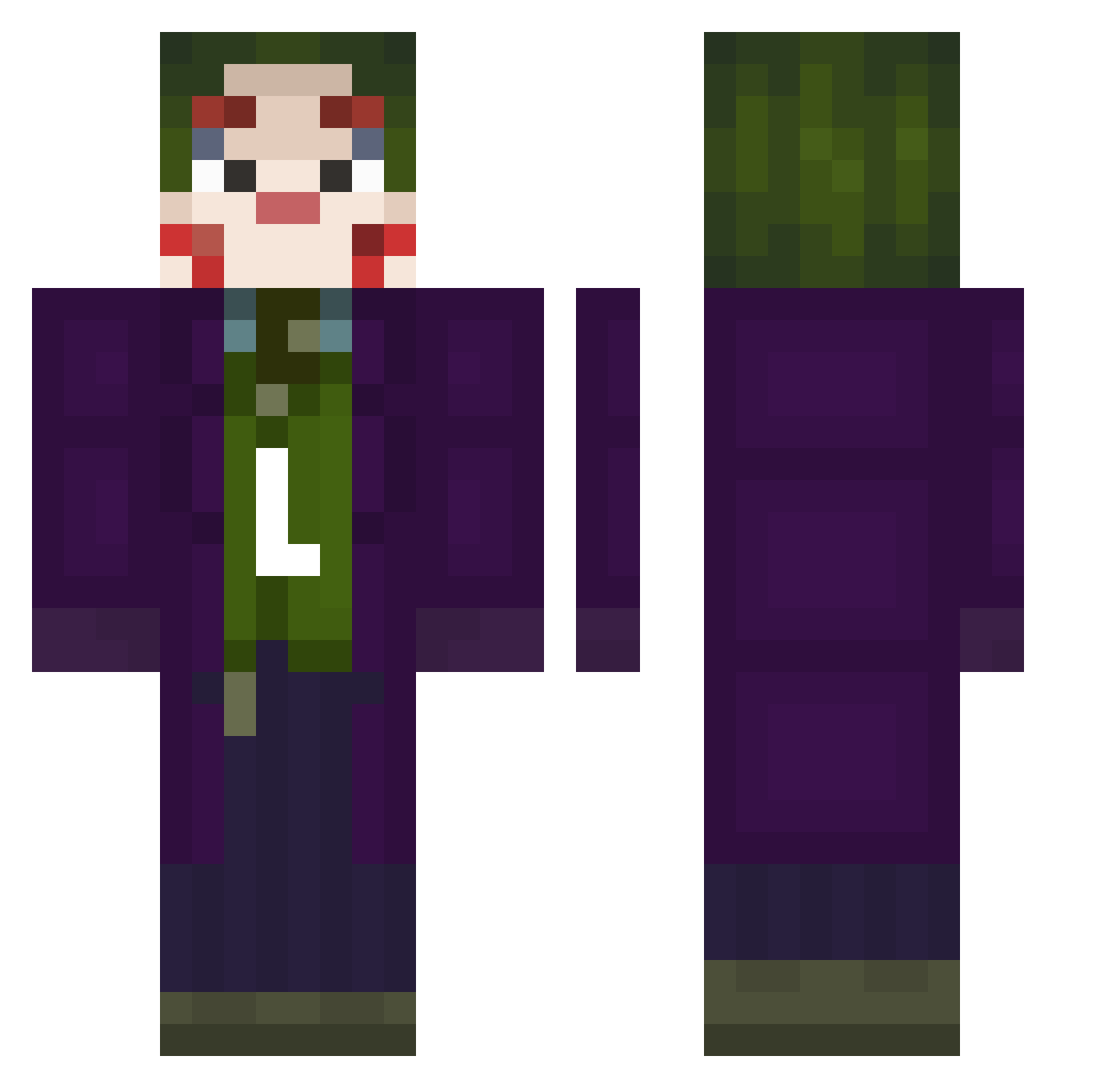 Triggerings Minecraft skin, front and back view