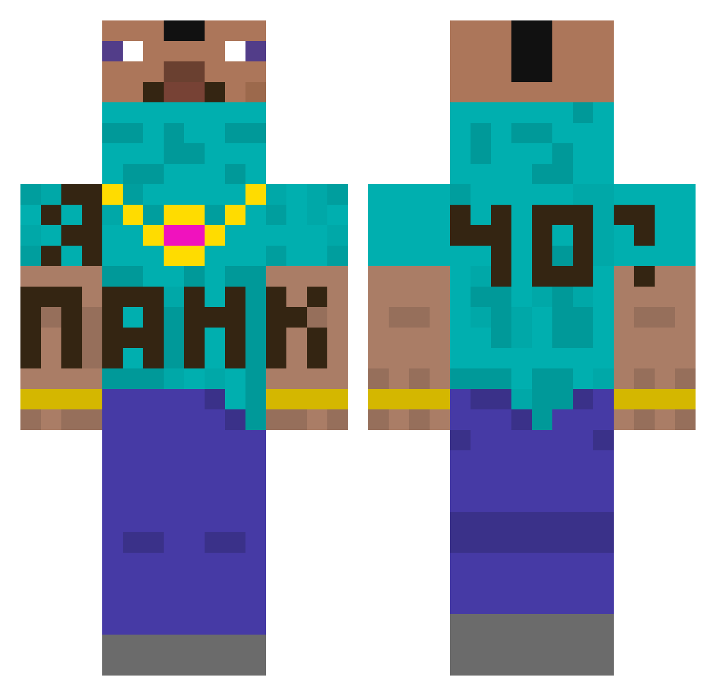 DecklerNPain Minecraft skin, front and back view