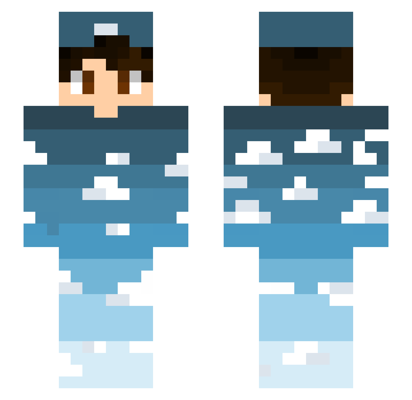 AhmadFN Minecraft skin, front and back view