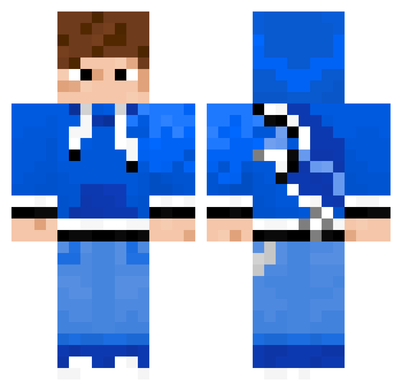 xBLUEJx Minecraft skin, front and back view