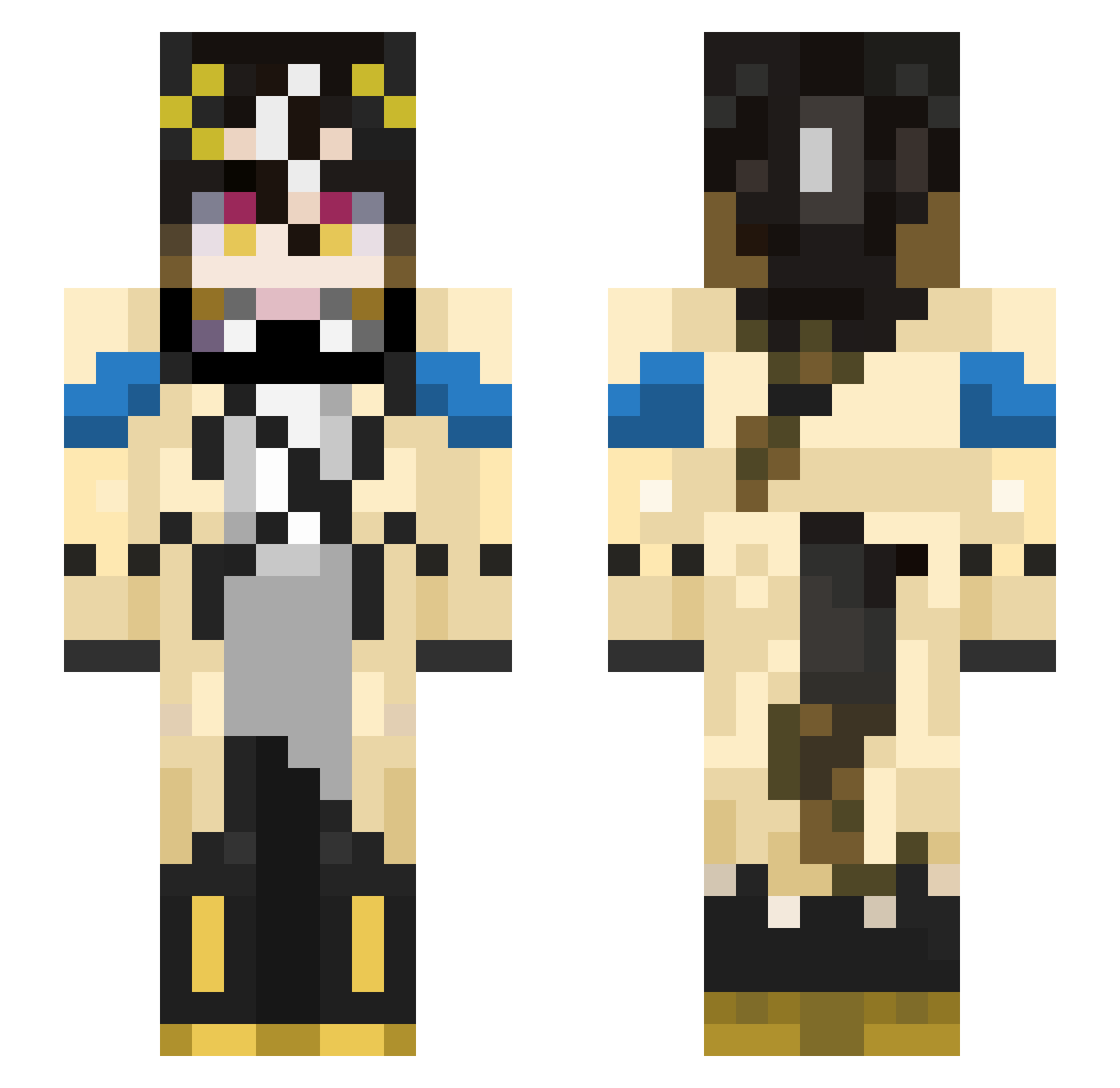 Aerobic115 Minecraft skin, front and back view