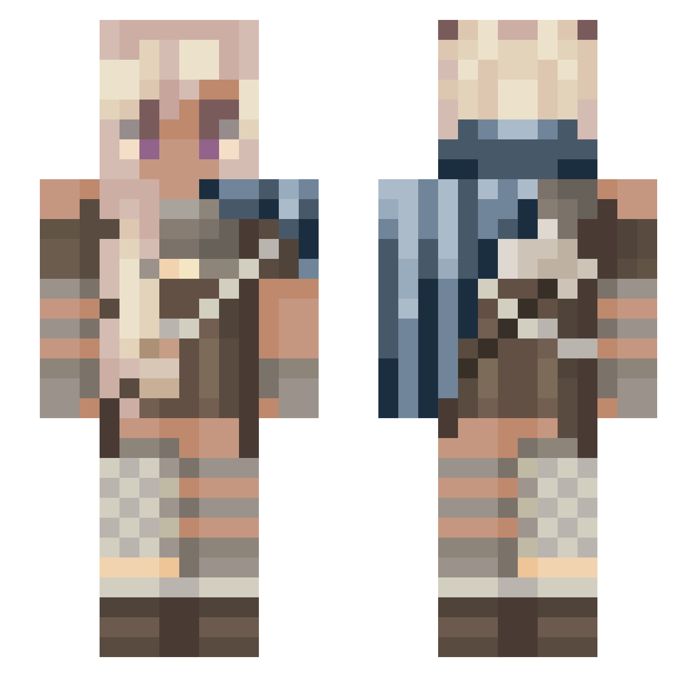 SeaNymph Minecraft skin, front and back view