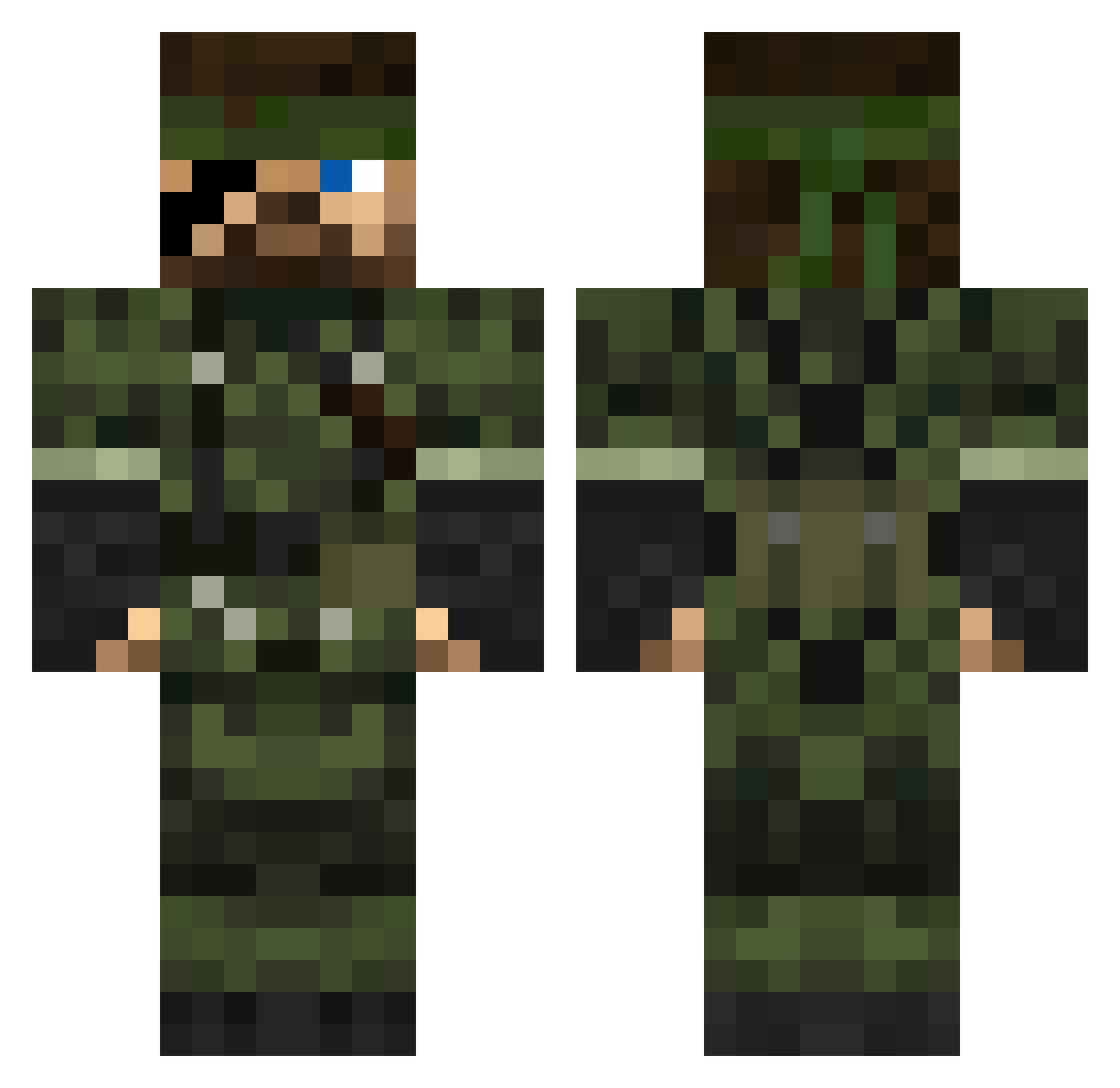 Wobe Minecraft skin, front and back view