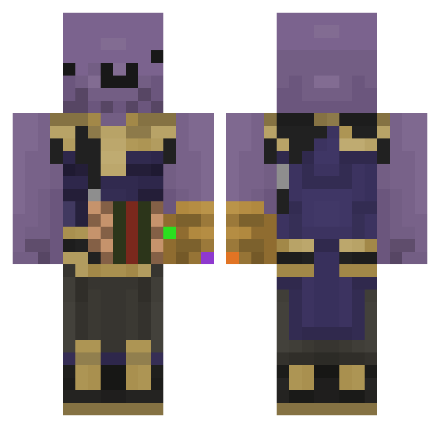 zPlex Minecraft skin, front and back view