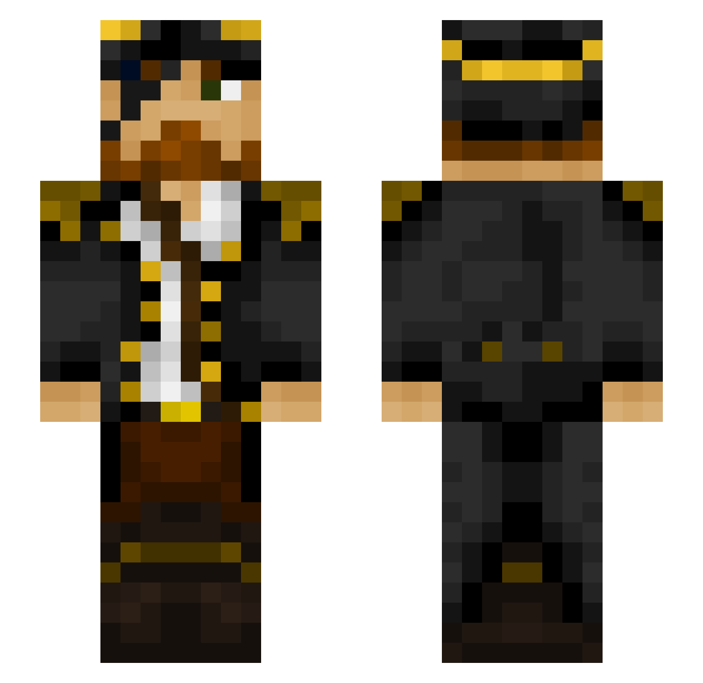 SnapseDaddy Minecraft skin, front and back view