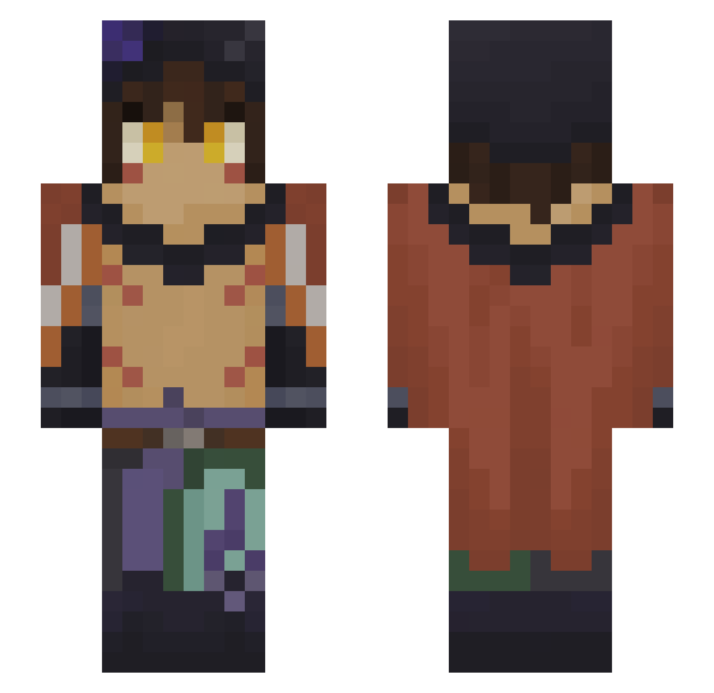 Sir_Tomfoolery Minecraft skin, front and back view
