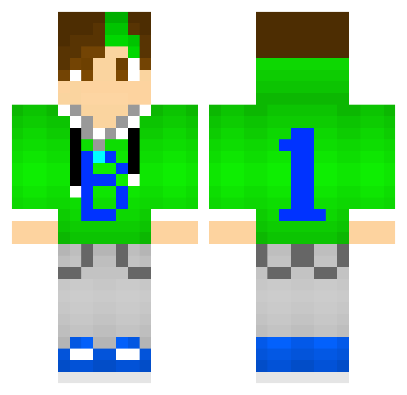 Hemsright Minecraft skin, front and back view