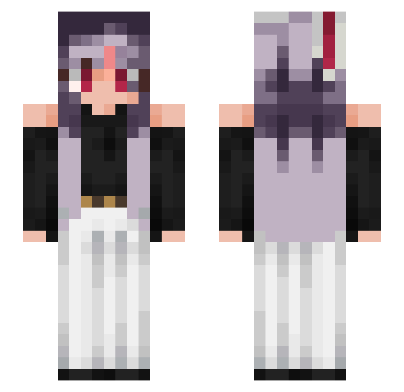 Abbky Minecraft skin, front and back view