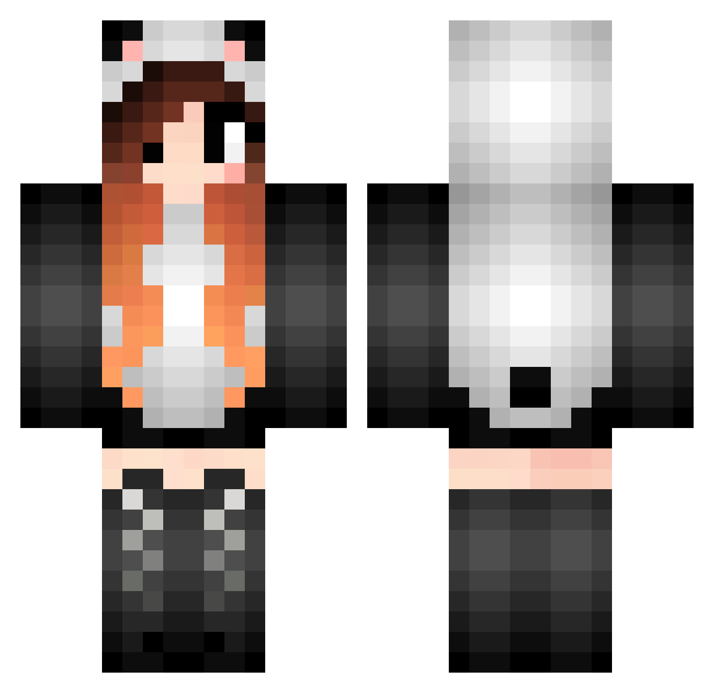 Emdoka Minecraft skin, front and back view
