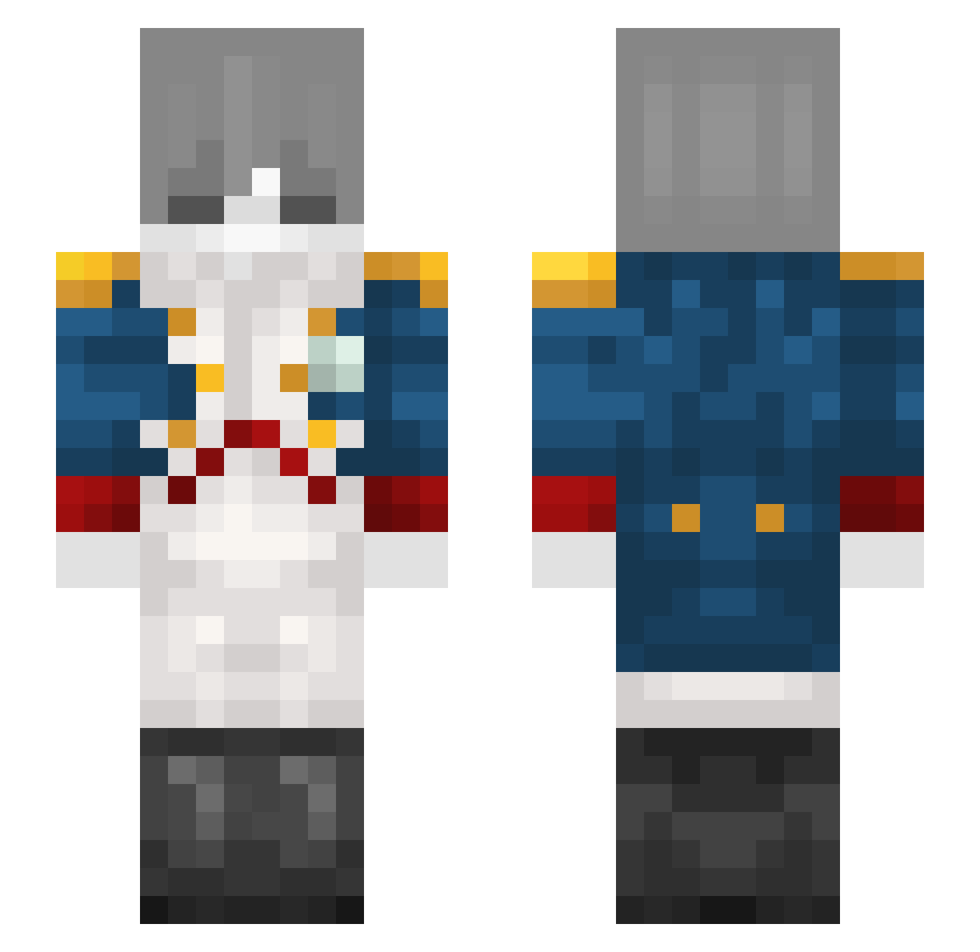 Pumk3n Minecraft skin, front and back view