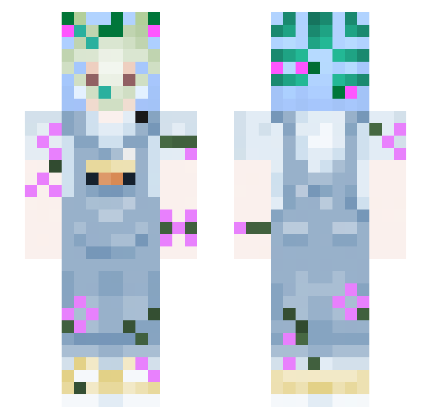 LinHikana Minecraft skin, front and back view