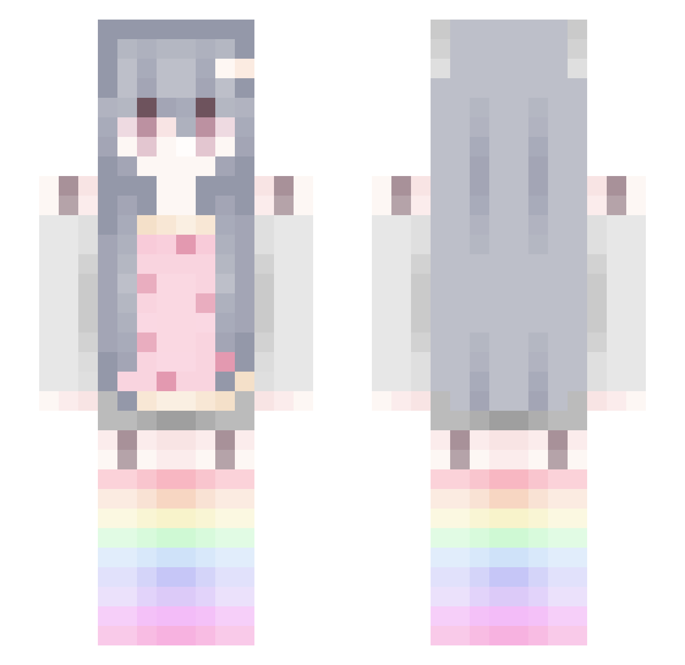l1del Minecraft skin, front and back view