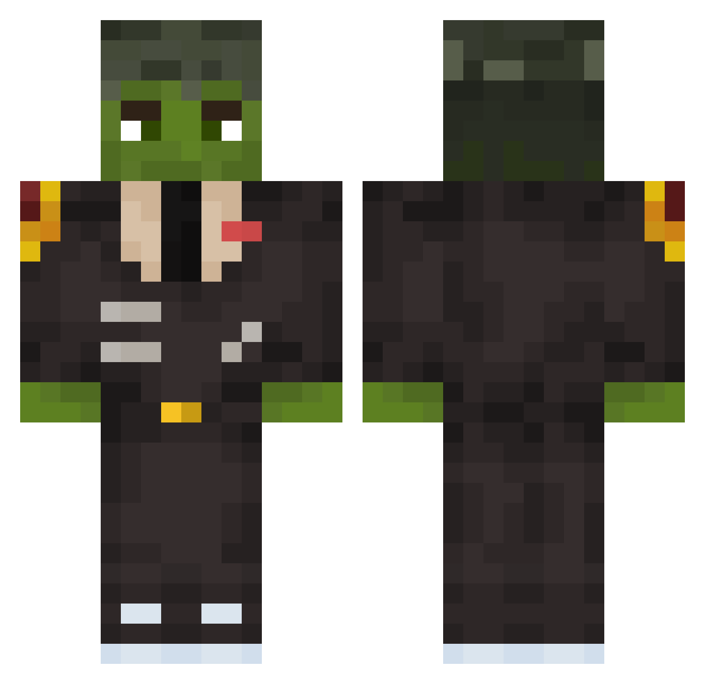 Kearass Minecraft skin, front and back view