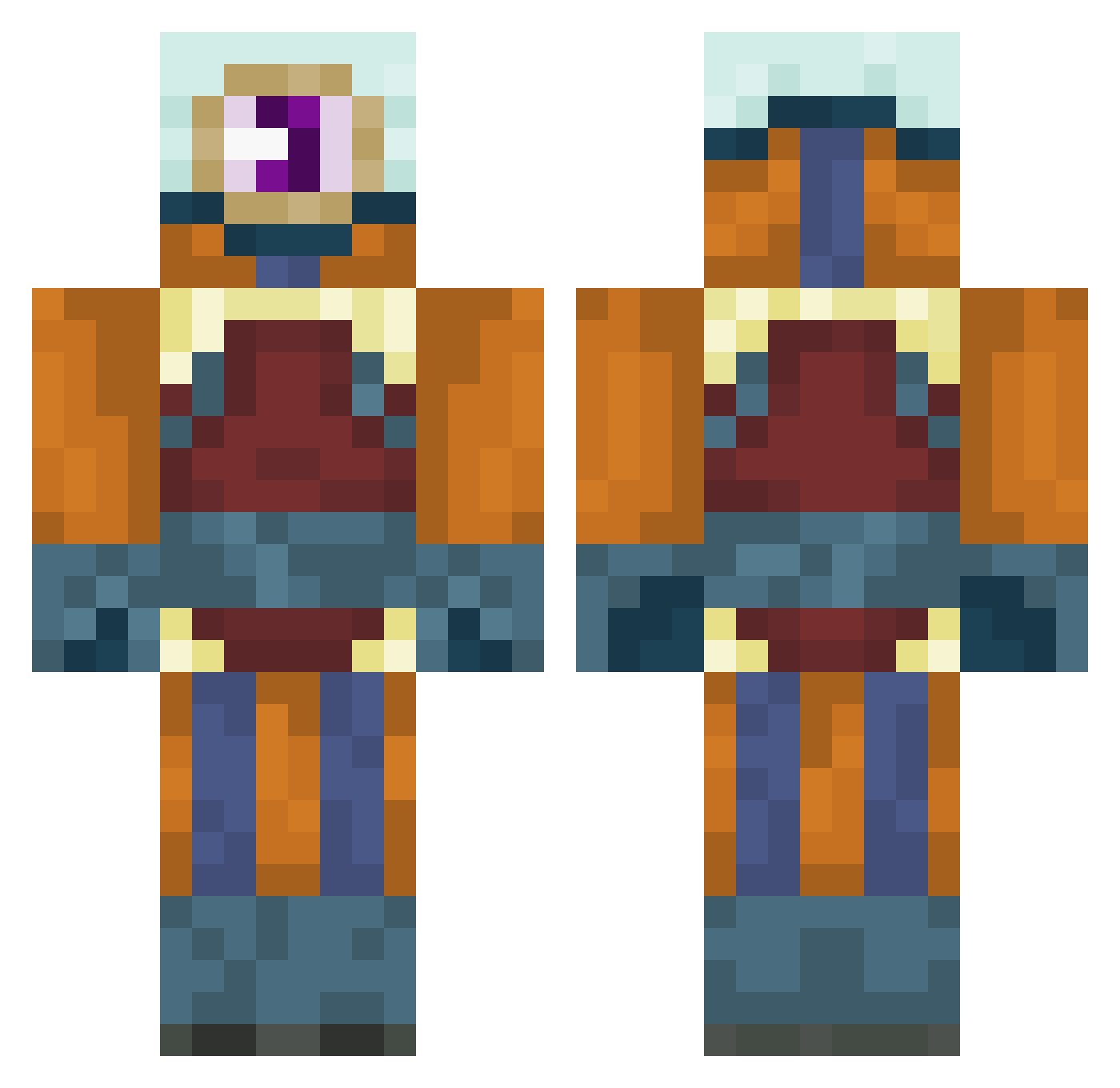 Mining_Dreatch Minecraft skin, front and back view