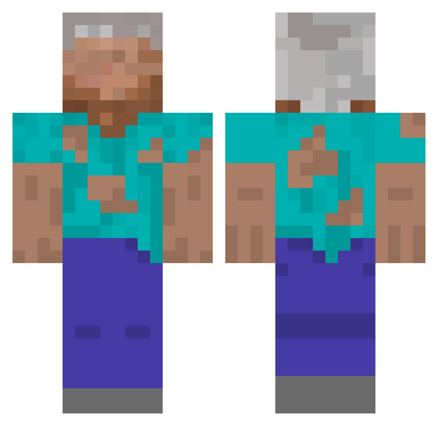 Zizipoke Minecraft skin, front and back view