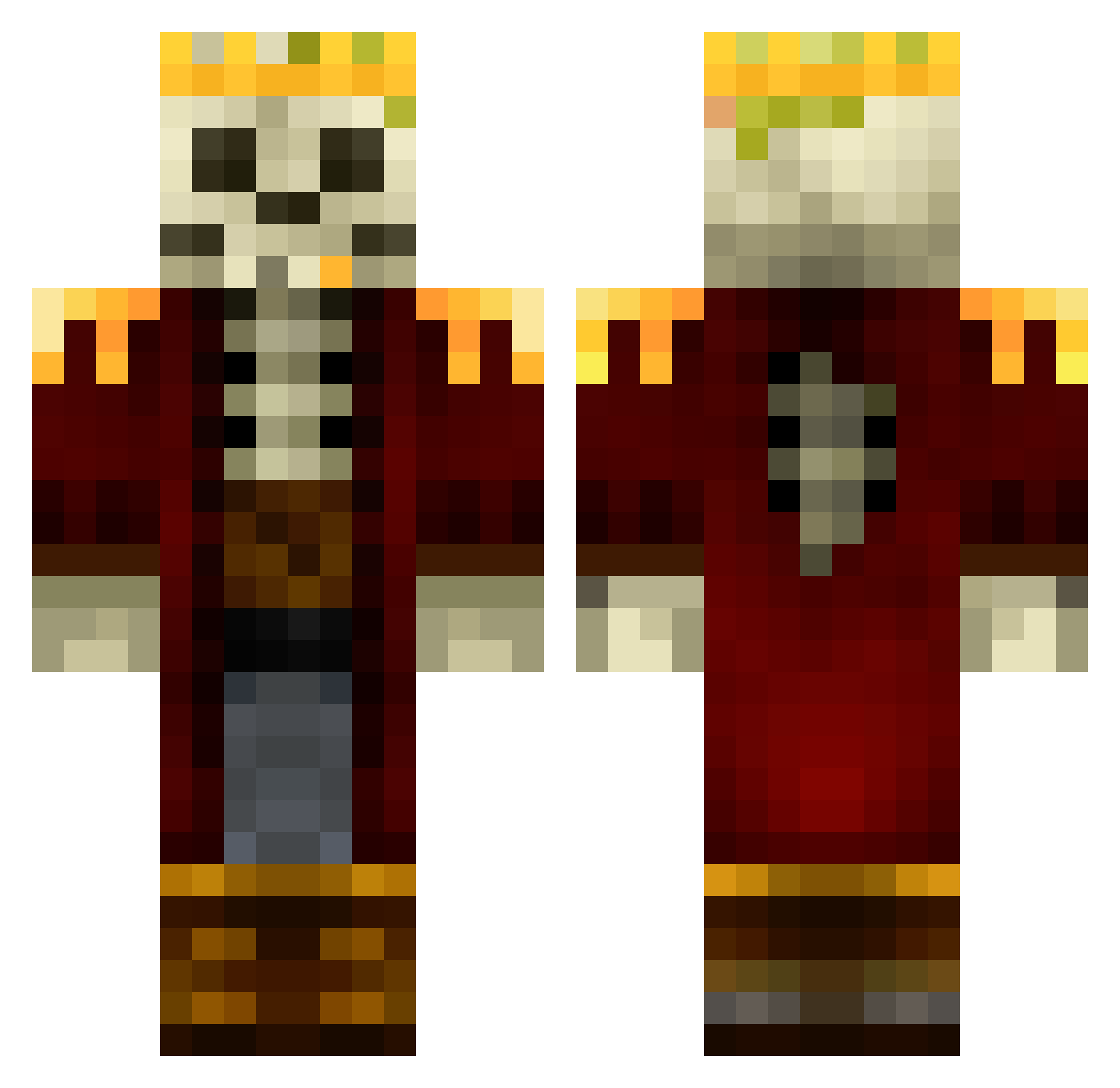 Karnll Minecraft skin, front and back view