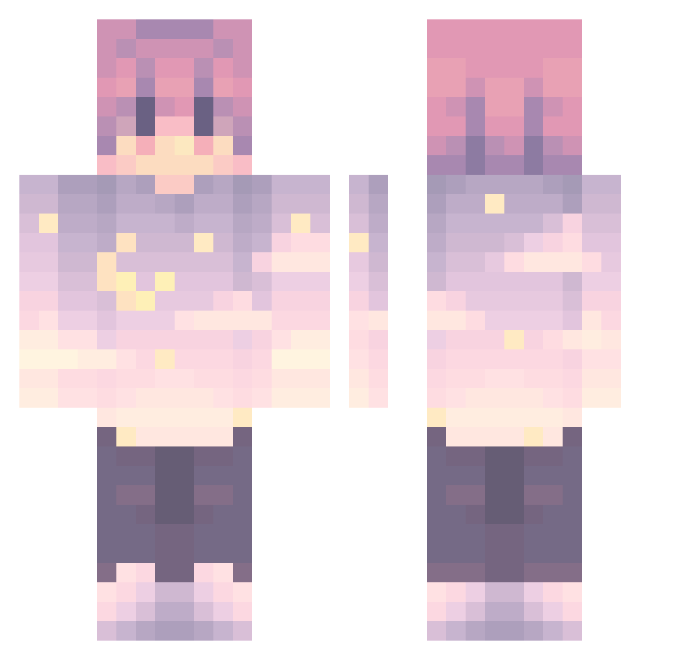 Starry_come Minecraft skin, front and back view