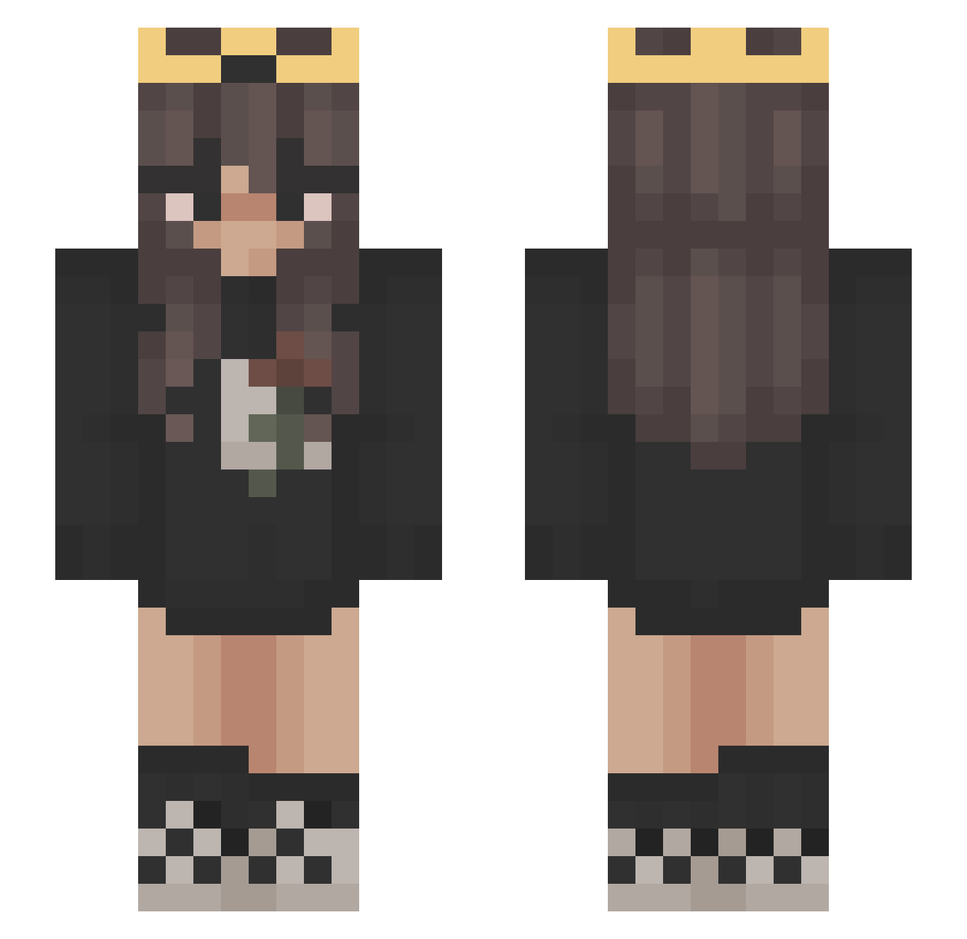 MissShelly Minecraft skin, front and back view
