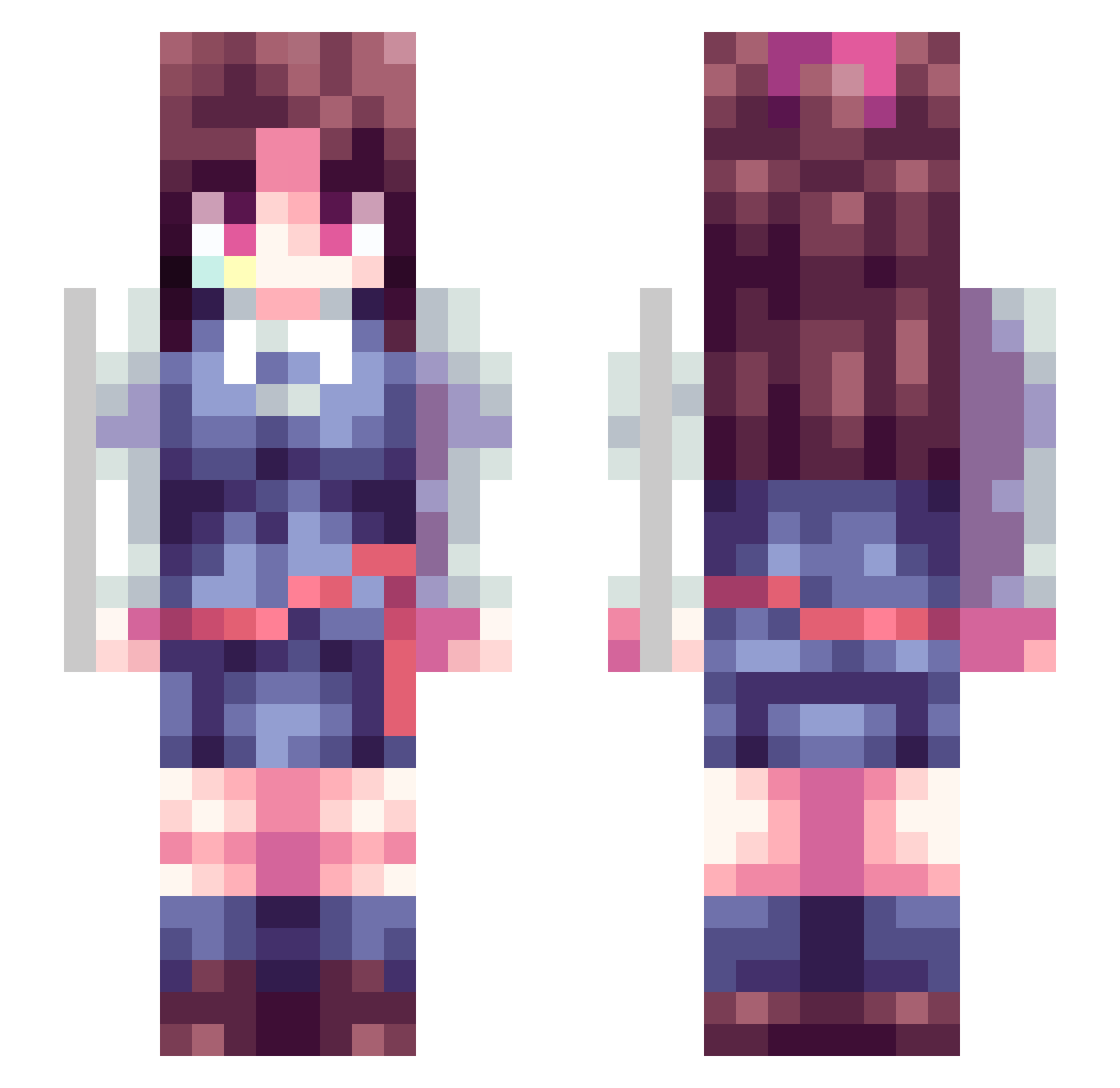 AkkoNyakko Minecraft skin, front and back view