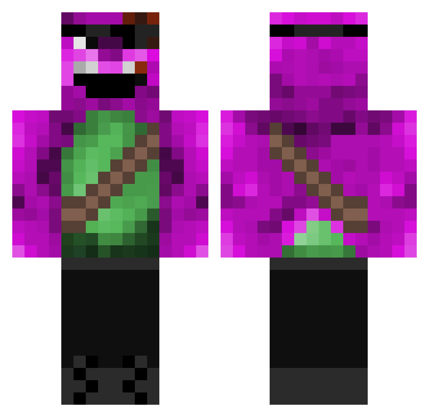 Q8_MUJRM Minecraft skin, front and back view