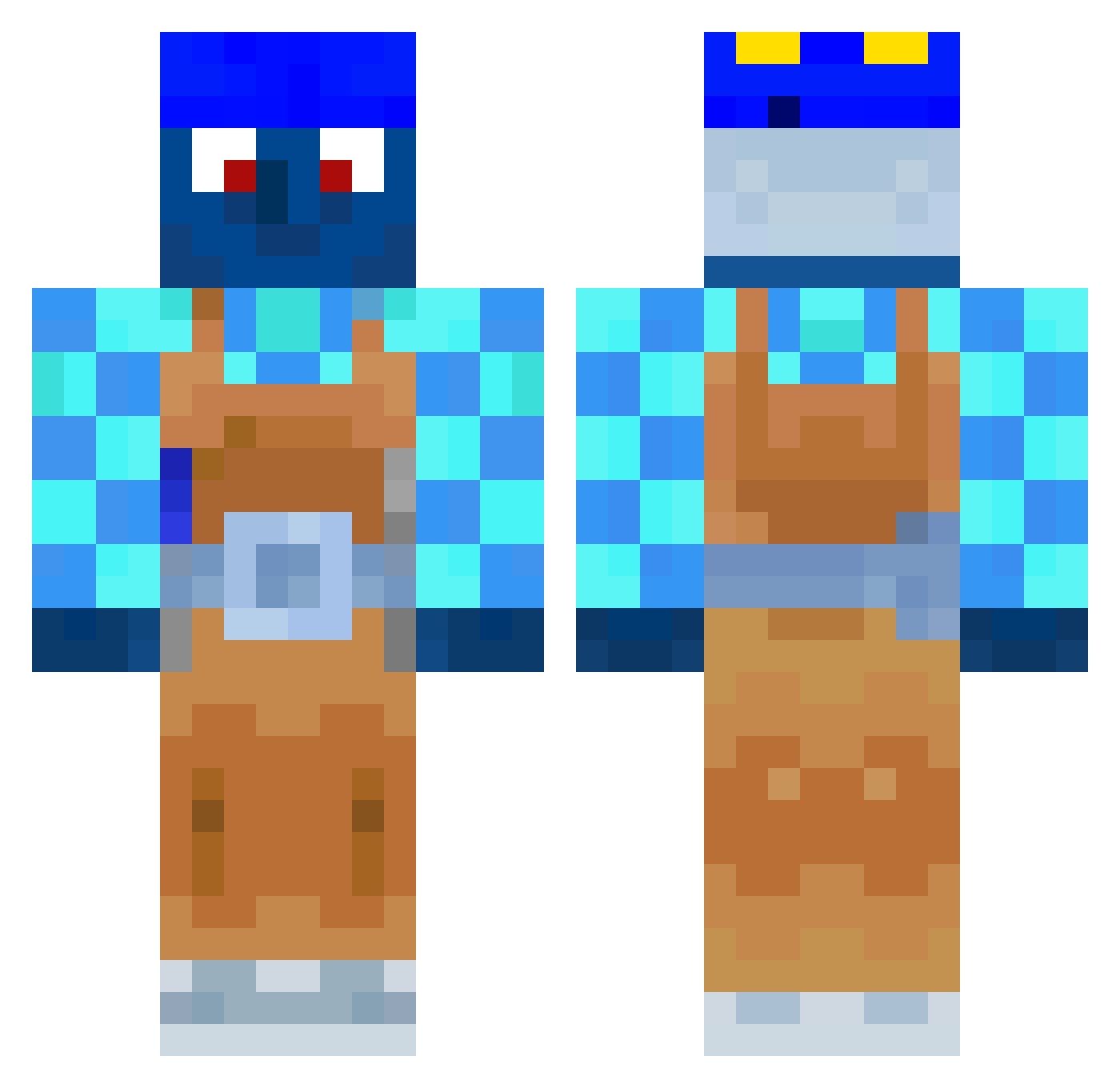 ExploitMaster Minecraft skin, front and back view