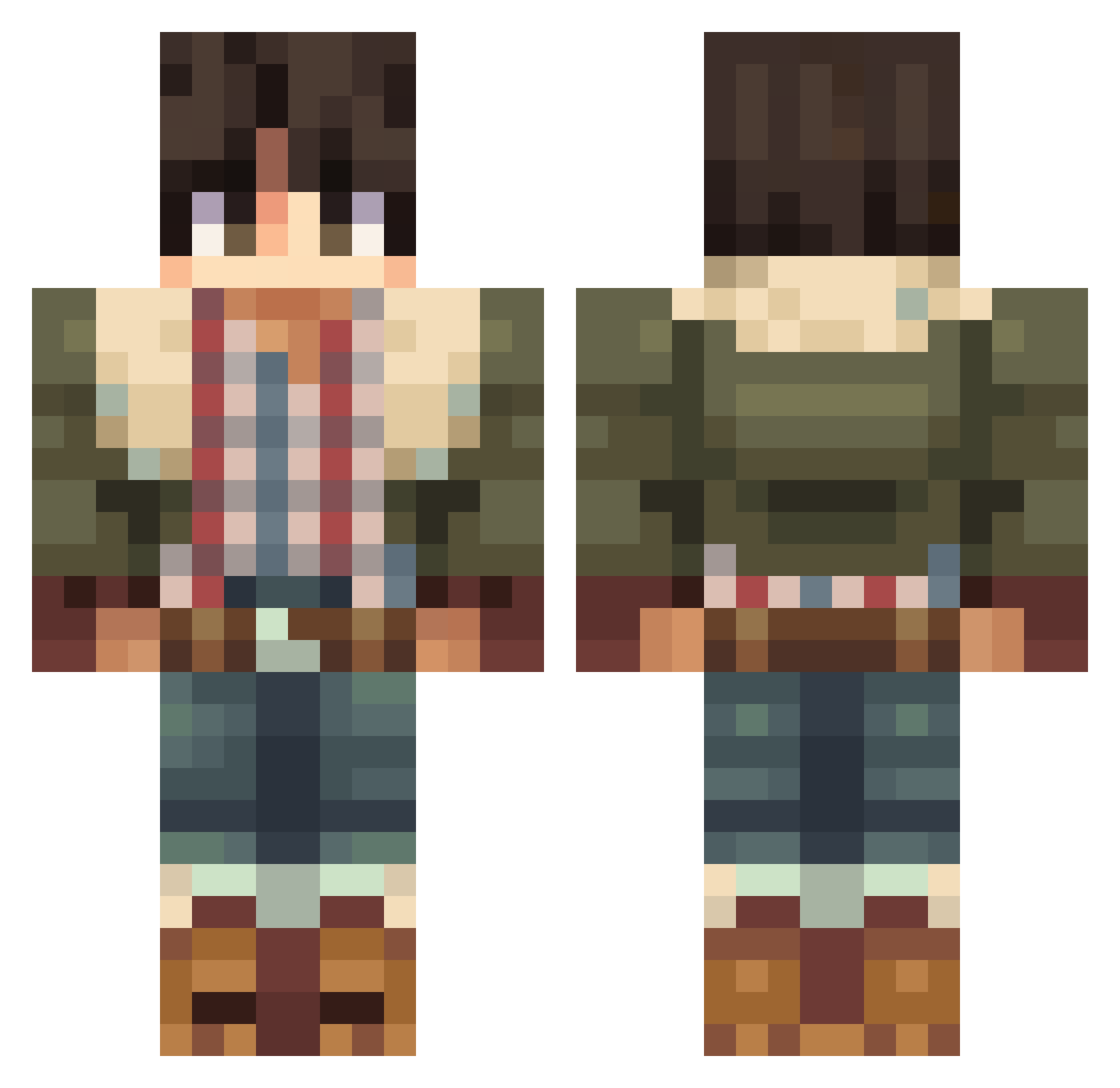 HashbrownV2 Minecraft skin, front and back view